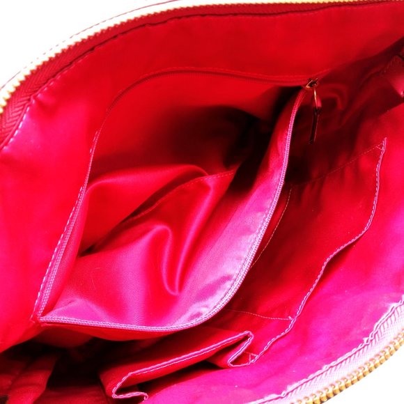 EUC Coach Signature Stripe Patent Leather Tote Shoulder Bag Khaki Pink 12429. - Picture 2 of 15